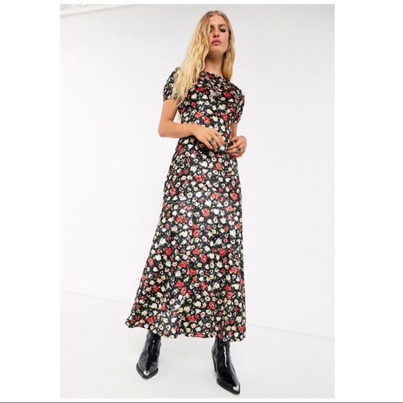 ASOS | FLORAL VELVET HOLIDAY RARE MAXI DRESS - Picture 2 of 5